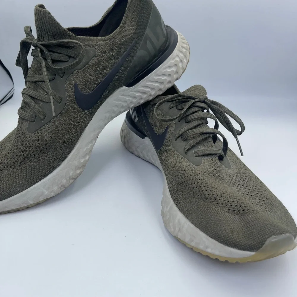 Nike Epic React Flyknit Men's 12 Olive Green Running Shoes AQ0067-300